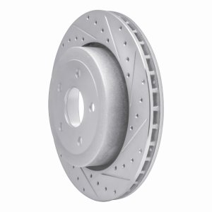 Jeep Grand Cherokee Brake Rotor (1) - Rear Right - R1 Concepts - Drilled & Slotted - Silver - `06-`10